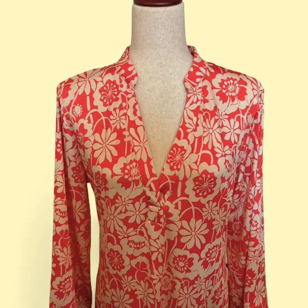 Compania Fantastica Coral and Off White Floral Kaftan/Maxi Dress - Picture 2 of 8